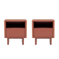 Manhattan Comfort - Ensemble de 2 tables de chevet modernes Ella 100 cm - Terracotta-Table de nuit moderne pour chambre et salon lot de 2