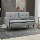 HOMCOM - Canapé loveseat 55 po avec dossier capitonné à boutons - gris-Le capitonnage à boutons du coussin de dossier ajoute une touche de luxe à votre intérieur 