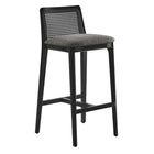 Modway - Monarch Bois et rotin Tabouret de bar - Noir Noir Gris-Cadre en bois de hêtre