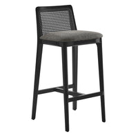 Modway - Monarch Bois et rotin Tabouret de bar - Noir Noir Gris-Cadre en bois de hêtre