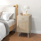 HOMCOM - Tables de nuit hautes avec rangement pour chambre - chêne - lot de 2-Les panneaux de particules recouverts de mélamine sont solides et faciles à nettoyer 