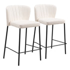 Zuo - Linz Tabouret de comptoir - Cream - Ensemble de 2-Tissu en faux cuir doux et durable
