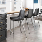 Zuo - Magnus Tabouret de comptoir - Noir/Silver - Ensemble de 2-Assemblage requis