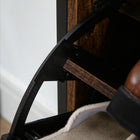 HOMCOM - Armoire à chaussures rustique avec 2 portes rabattables, séparateur et étagère ouverte - brun rustique-Conception gain de place adaptée aux espaces limités