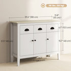 HOMCOM - Buffet 39,4 po L avec rangement - blanc-Convient aux salons, cuisines, entrées 