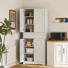 HOMCOM - Armoire de cuisine haute 72,4 po avec portes - blanc-Deux étagères réglables à trois niveaux pour des besoins de rangement variés 