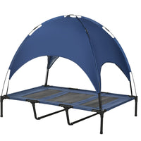 PawHut - Lit pour animaux surélevé rafraîchissant avec auvent pour chiens taille XL - 48 po L x 36 po l x 43 po H - bleu foncé-Surélevé du sol pour plus de confort et permettre la circulation de l'air sur tous les côtés 