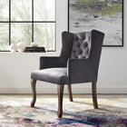 Modway - Realm Restauration vintage française Performance Velvet Fauteuil - Gris-Rembourrage en velours polyester Performance