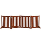 PawHut - Barrière pour chien pliable à 4 panneaux avec porte - brun-Fabriqué en MDF, portillon robuste 