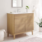 Modway - Render 36" Vanette de salle de bain - Oak White-Coiffeuse à grains de noyer