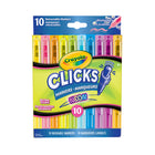 Crayola - Marqueurs rétractables Clicks - Néon - Paquet de 10-CADEAU POUR ENFANTS : Surprenez vos artistes en herbe en leur offrant cet ensemble de marqueurs néon comme cadeau d'anniversaire ou des fêtes. Agencez-les avec des cahiers à colorier pour un cadeau complet