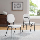 Modway - Craft Tissu rembourré Fauteuils d’accompagnement à manger Ensemble de 2 - Noir Blanc-Rembourrage en mousse dense