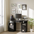 HOMCOM - Bureau d'ordinateur avec plateau clavier - 47,2 po L x 21,7 po l x 33,5 po H - noir-Deux tiroirs et une petite étagère de rangement pour un espace de stockage supplémentaire