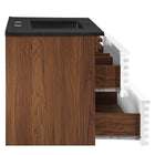 Modway - Render Support mural de 36" Vanette de salle de bain - Noyer blanc Noir-8
