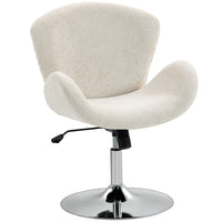 HOMCOM - Chaise de bureau pivotante avec large siège - dossier papillon - blanc crème-Le siège spacieux de 24,6 po (62,5 cm) de large permet différentes positions assises confortables 