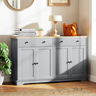 HOMCOM - Buffet 140 po L avec rangement - gris-Convient pour la cuisine, le salon, la salle de bain pour ranger des ustensiles, de la papeterie ou des serviettes 