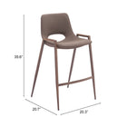 Zuo - Desi Tabouret de comptoir - Brun/Noyer - Ensemble de 2-8
