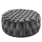 Modway - Amour Gros rond à boutons touffés Performance Velvet Ottoman - Gris-Ottoman à accents à boutons touffés