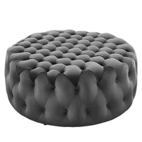 Modway - Amour Gros rond à boutons touffés Performance Velvet Ottoman - Gris-Ottoman à accents à boutons touffés