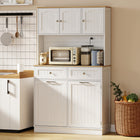 HOMCOM - Armoire de rangement 68 po avec station de chargement - blanc-Un grand plan de travail offre de l’espace pour la préparation des repas et les petits appareils électroménagers 