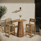 Modway - Reed 3 pièces Terrasse extérieure Bois de teck Bar Set - Naturel-Siège et dossier en rotin synthétique