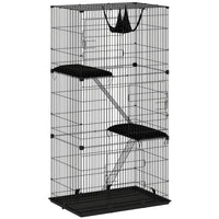 PawHut - Cage pour chat à 3 niveaux d’intérieur avec hamac et coussins pour 1 à 2 chatons-Le design vertical à trois niveaux répond naturellement aux instincts de grimpe de votre chat 
