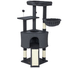 PawHut - arbre à chat 47 po avec grande niche confortable, hamac - gris foncé-Comprend un condo, un hamac et des plateformes, adapté pour 1 à 2 chats 