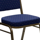 Flash Furniture – Chaise banquet empilable Hercules, dossier couronne, tissu bleu marine, motifs, base dorée, 4/pqt-Cadre en acier de calibre 16