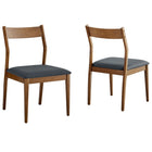Modway - Solara Bois de cuir végane Fauteuils d’accompagnement à manger Ensemble de 2 - Noir noyer-Ensemble de chaises latérales Rubberwood Rubberwood