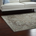 Modway - Enye Treillis floral vintage vieilli Tapis de 5 pi l x 8 pi L - Brun et bleu argenté-Dessous en caoutchouc de prise