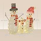 Outsunny - Lot de 3 bonhommes de neige de Noël avec lumières LED - Blanc-Comprend 7 piquets de sol et 6 attaches zippées pour plus de stabilité  