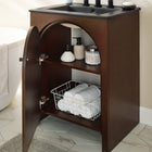 Modway - Appia 24" Vanette de salle de bain - Noir noyer-Bassin d’évier en céramique noire