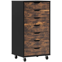 Vinsetto - Armoire de classement mobile Letter/A4 avec tiroirs - brun rustique-Le plateau peut accueillir des imprimantes, des scanners ou exposer des objets personnels 
