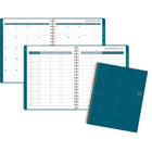 Cambridge - Agenda scolaire hebdomadaire/mensuel pour enseignants 2026-2027 - 11 po H x 9 po l - bleu marine à motif quadrillé - bilingue-Reliure à double spirale