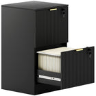 HOMCOM - Classeur vertical cannelé à 2 tiroirs pour documents format lettre/A4 avec serrure - noir-Conception compacte qui s'adapte parfaitement aux petits espaces 
