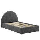 Modway - Resort Tissu rembourré Lit jumeau rond voûté, Ardoise tissée bruyère-Lit plateforme taille simple