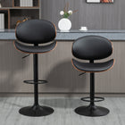 HOMCOM - Tabourets de bar avec dossier courbé et repose-pieds - noir - paquet de 2-Repose-pieds inférieur empêchant les jambes de pendre 
