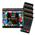 Uni - Crayons de couleur POSCA, mine souple - 4,0 mm - couleurs assorties - Paquet de 48-Couleurs éclatantes et vibrantes – Les mines hautement pigmentées offrent des teintes riches et intenses qui font ressortir vos créations avec une vivacité remarquable