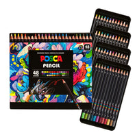 Uni - Crayons de couleur POSCA, mine souple - 4,0 mm - couleurs assorties - Paquet de 48-Couleurs éclatantes et vibrantes – Les mines hautement pigmentées offrent des teintes riches et intenses qui font ressortir vos créations avec une vivacité remarquable