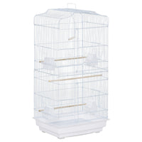 PawHut - Cage à oiseaux 36 po H avec poignée - blanc-Enclos pour oiseaux offrant suffisamment d'espace pour les petits oiseaux tels que les pinsons et les perruches 