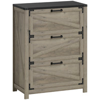HOMCOM - Armoire à dossiers 2 tiroirs avec barres de suspension réglables pour format lettre, A4 et légal - gris vieilli-Les portes de style grange ajoutent une touche rustique à tout bureau à domicile 