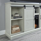 Manhattan Comfort - Ensemble de 2 cheminées modernes Myrtle 60 po - Noir et chêne crème-Beaux panneaux de bois verticaux avec poignées en acier