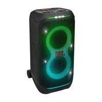 JBL - PartyBox Stage 320 - Enceinte de Soirée Portable à Roulettes-Démarquez-vous avec le puissant Son JBL Pro de deux haut-parleurs de graves de 6,5 po (165mm) qui produisent des graves nets, précis et profonds, même au volume le plus élevé, et une paire de haut-parleurs haute fréquence à dôme de 25 mm qui produisent des aigus cristallins. Dedans comme dehors, vous pouvez remplir de musique un espace de la taille d’un court de tennis.