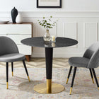 Modway - Zinque 36 po Marbre artificiel Table à manger, Or Noir-Table en marbre artificiel