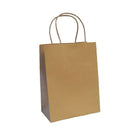 Wamaco - Sacs de magasinage recyclés 100 %, poignée torsadée, Kraft,  8 x 4 3/4 x 10 1/2 po, paquet de 100 (14-5701K)-Kraft 100% recyclé, emballage pour tous les produits de détail, utilisez des autocollants avec logo de l'entreprise ou un tampon encreur pour la publicité.