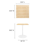 Modway - Lippa 24 po Carré Bois Table à manger, Blanc Naturel-Table en MDF