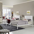 Modway - Mia Vinyle Lit simple, Blanc blanc-Système de soutien de matelas en tige d’acier