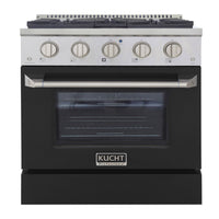 Kucht - 30 po Série KNG Cuisinière Pro Style au gaz propane - Acier inoxydable/Noir-Cuisez et pâtissez comme un pro grâce au four à convection extra-grand offrant une capacité de 4,2 pi³, une configuration à cinq grilles et une vaste fenêtre d’observation