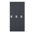 Ceha - Série RH, batterie de 3, casier 1 niveau avec aérations à persiennes, poignée encastrée - gris graphite-Conçu pour résister à une utilisation intensive quotidienne