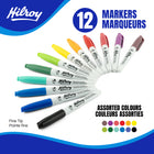 Hilroy - Marqueurs permanents, marqueur permanent, faible odeur, pointe fine, couleurs assorties, Lot de 12-Haute qualité :Encre vive et durable à séchage rapide, imperméable, résistante aux bavures et à la décoloration. La pointe durable conserve sa forme et résiste à l'usure, garantissant des performances constantes dans le temps